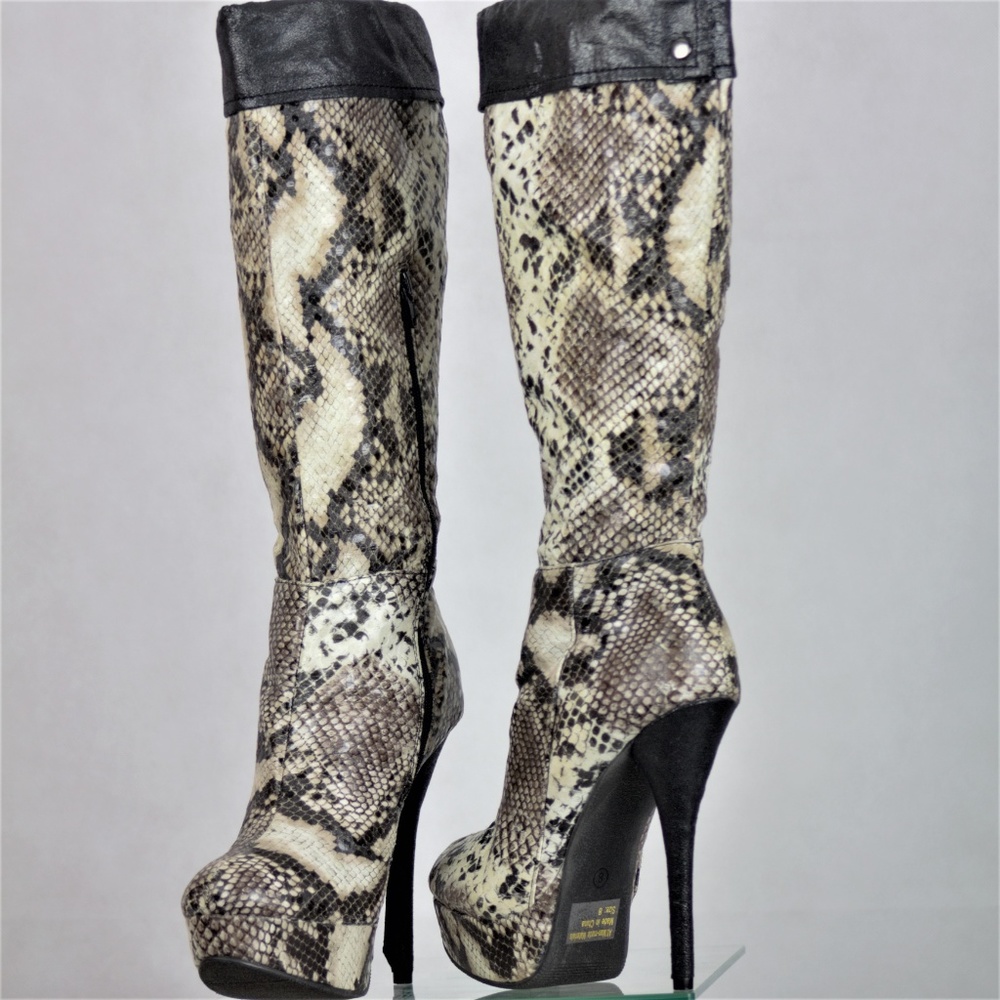 Charlotte Russe 8, knee high faux snakeskin boots